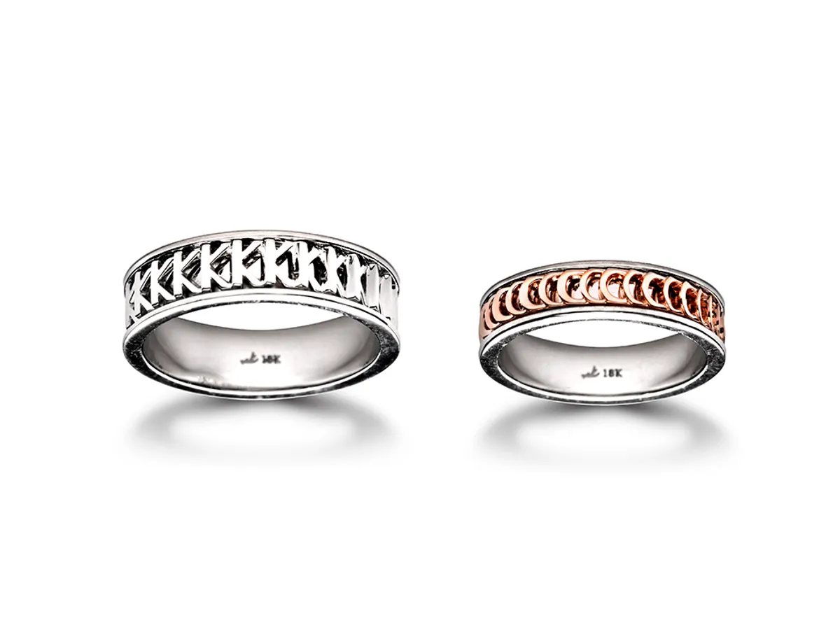 18k White & Rose Gold Wedding Band — 1