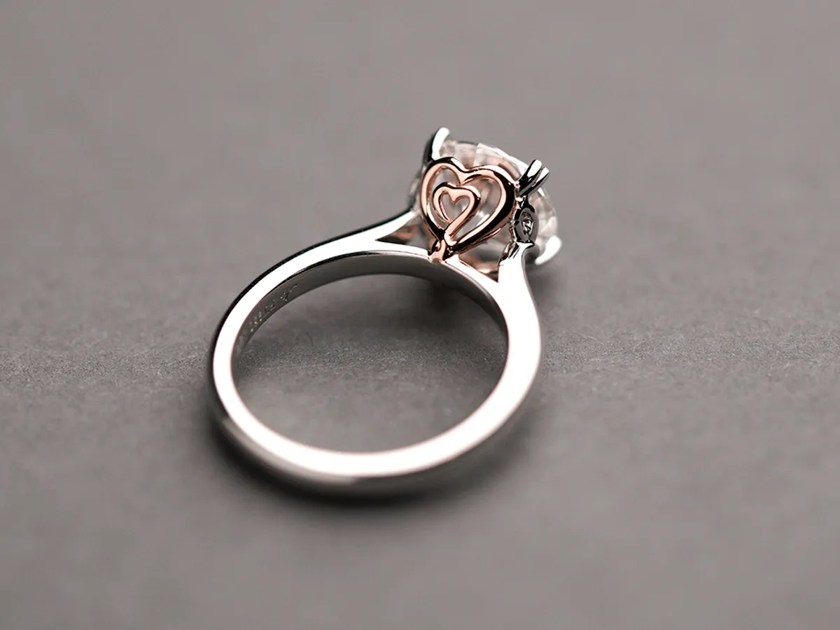 PT & 18k Rose Gold Diamond Ring — 5