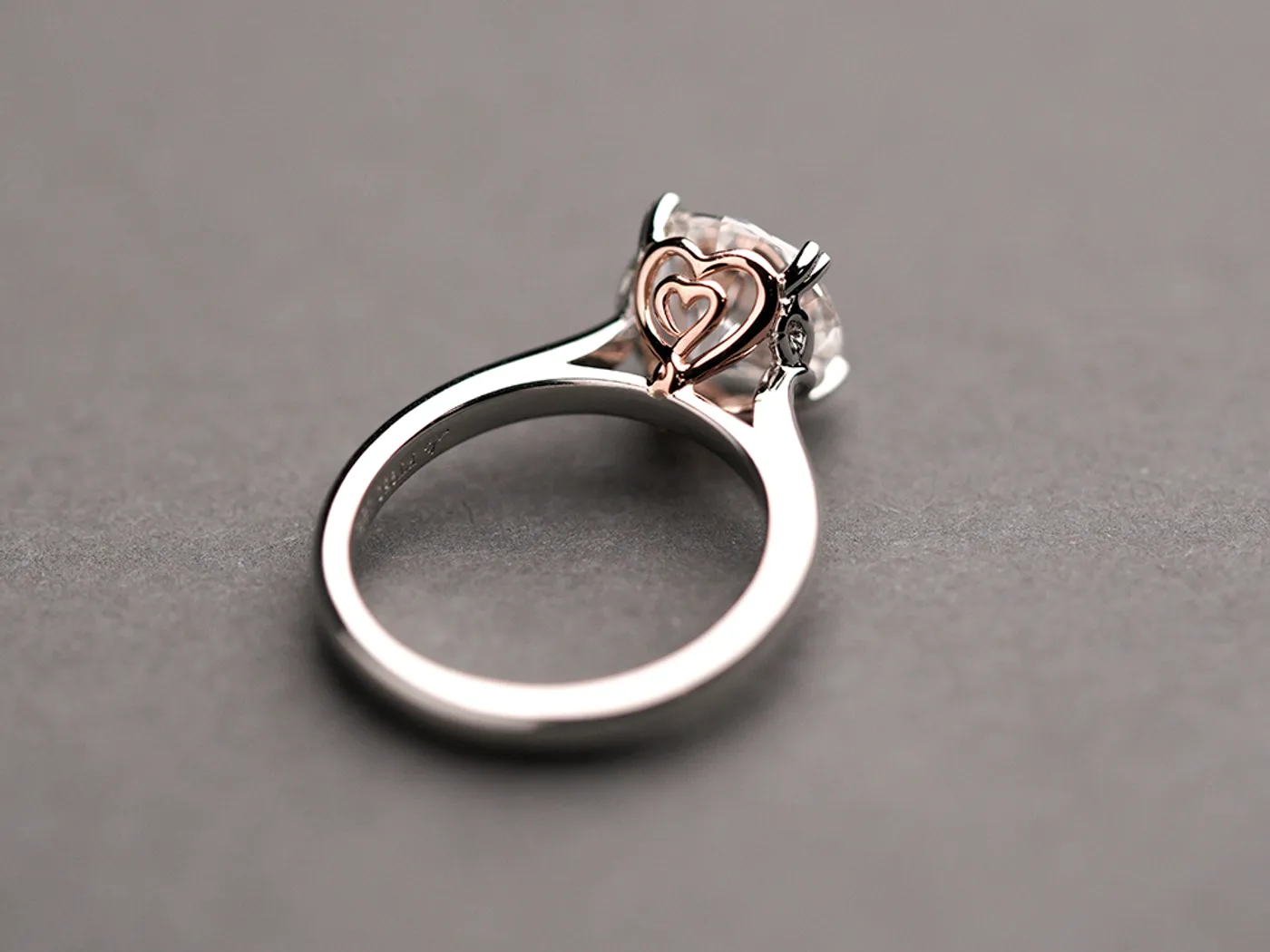 PT & 18k Rose Gold Diamond Ring — view 5