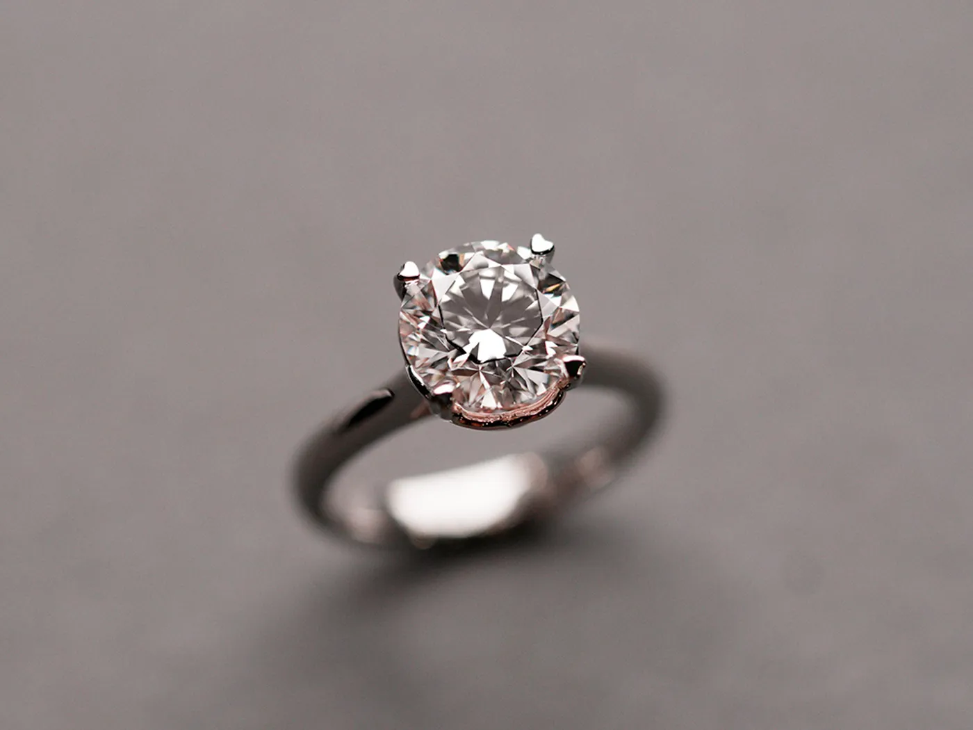 PT & 18k Rose Gold Diamond Ring — view 4