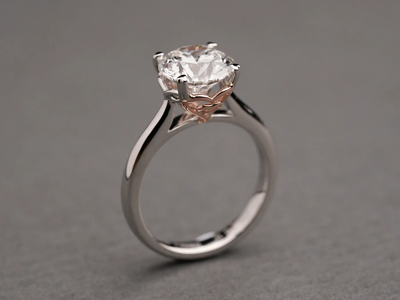 PT & 18k Rose Gold Diamond Ring — view 3