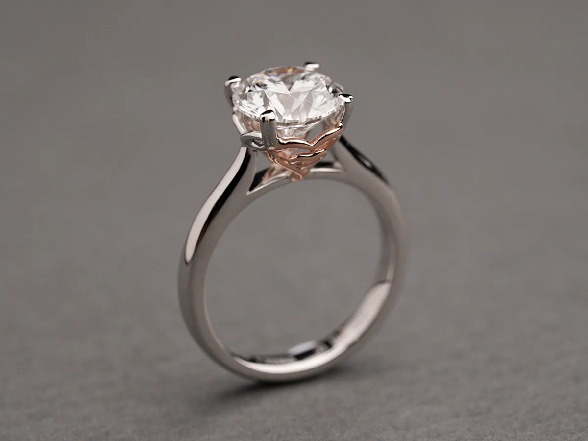 PT & 18k Rose Gold Diamond Ring — 3