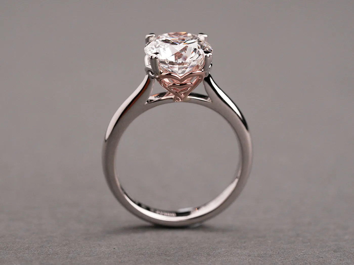 PT & 18k Rose Gold Diamond Ring — view 2