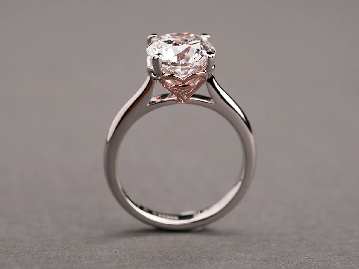 PT & 18k Rose Gold Diamond Ring — 2