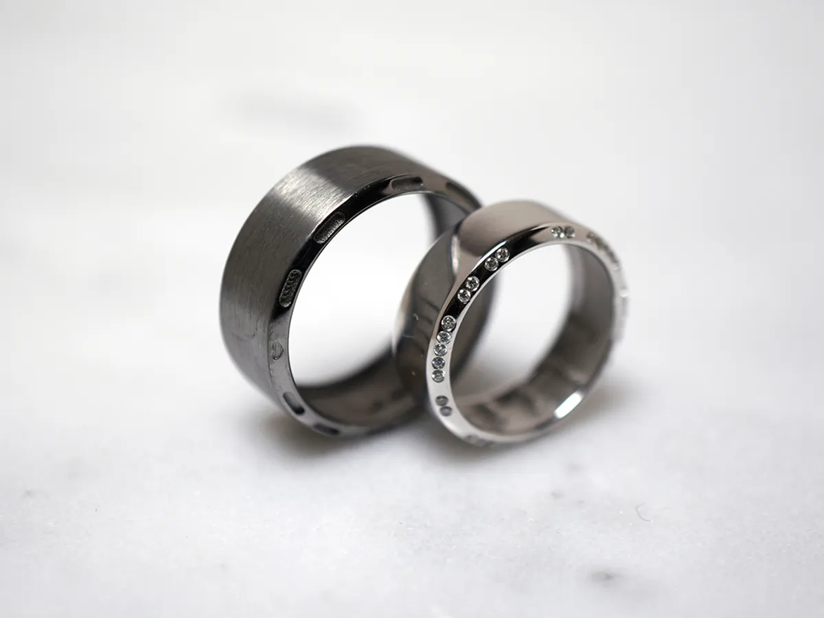 18k White & Black Gold Wedding Band — 3