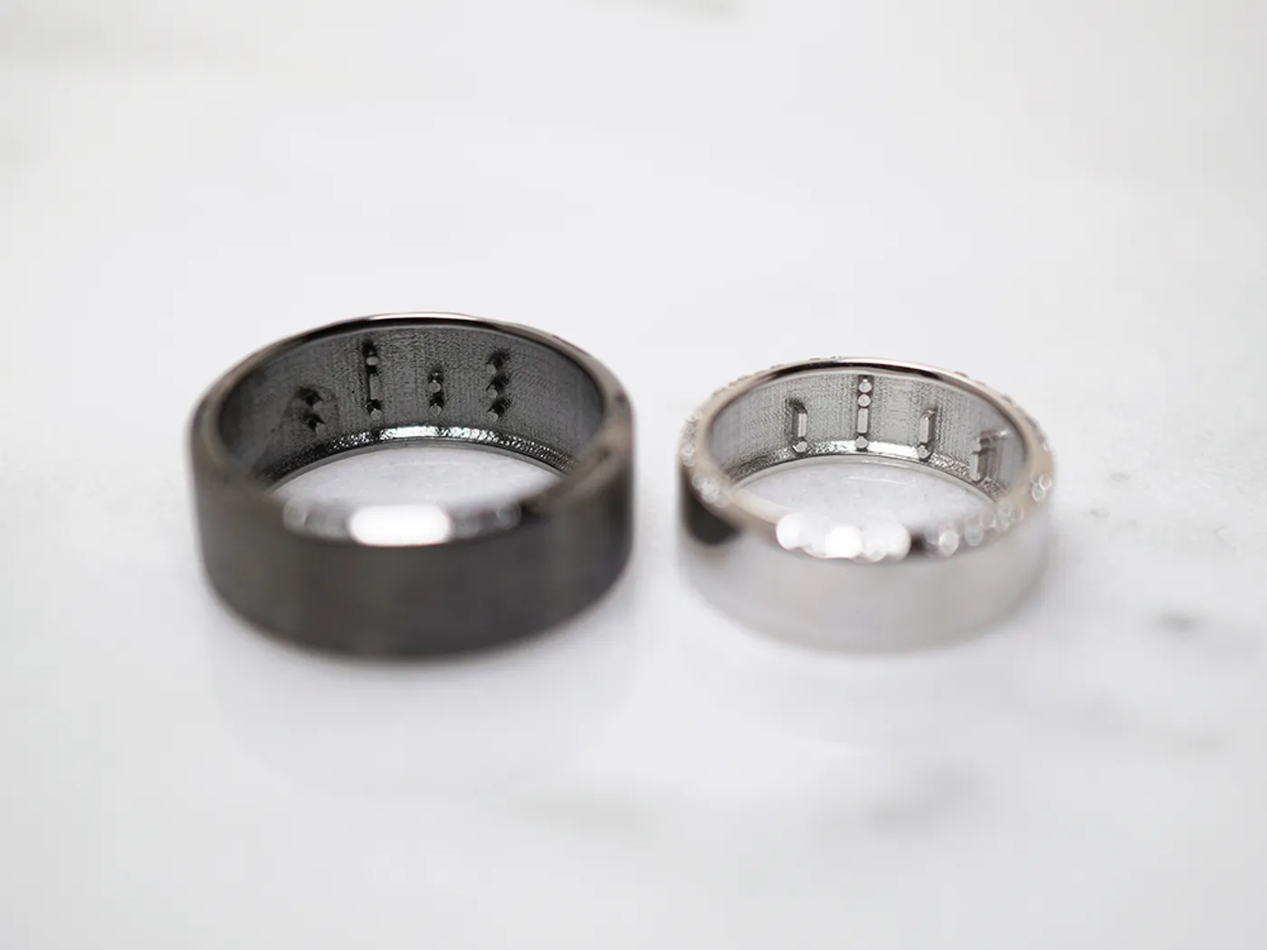 18k White & Black Gold Wedding Band — view 1