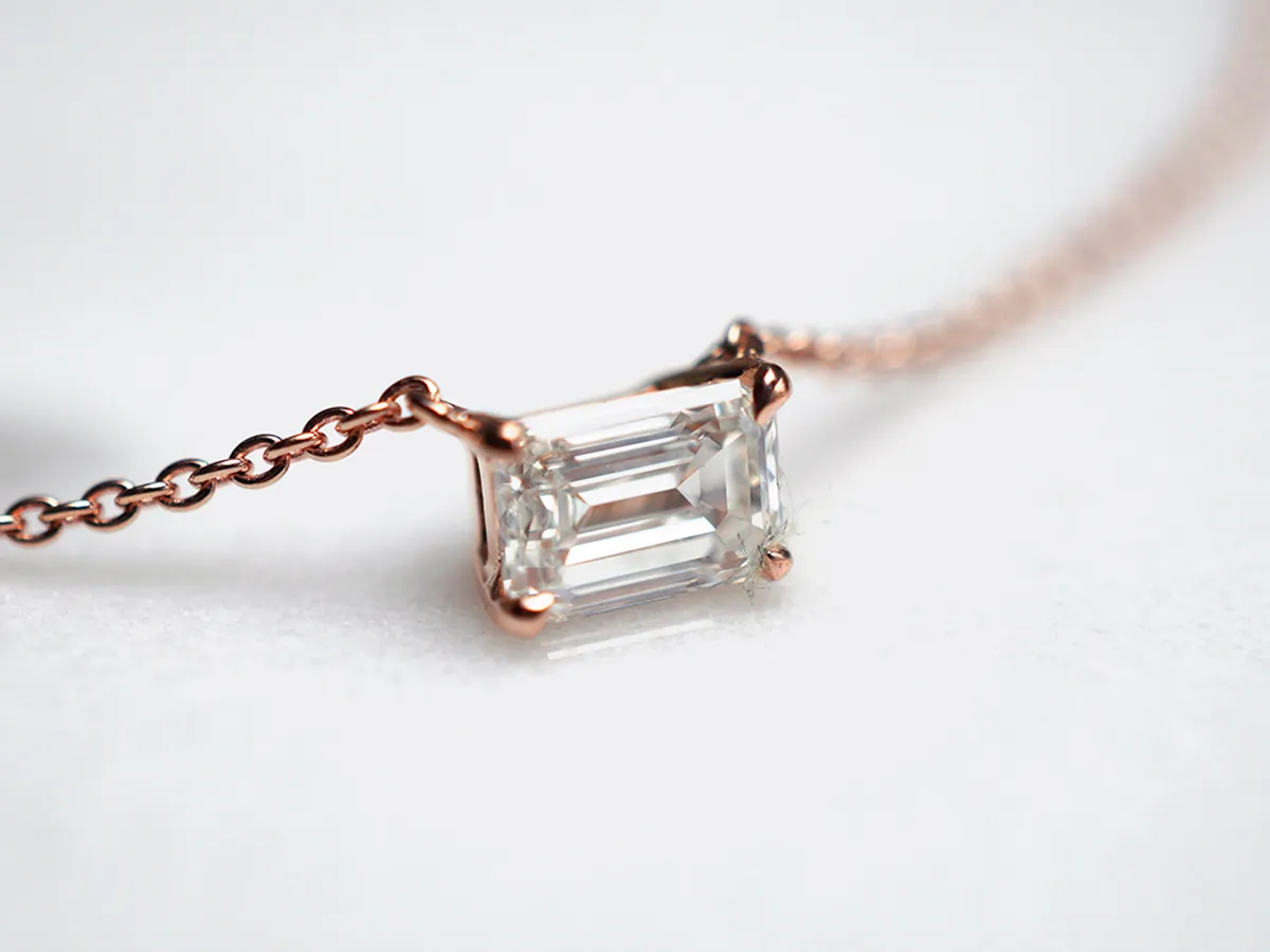 18k Rose Gold Diamond Necklace with GIA (Emerald shape) — 3