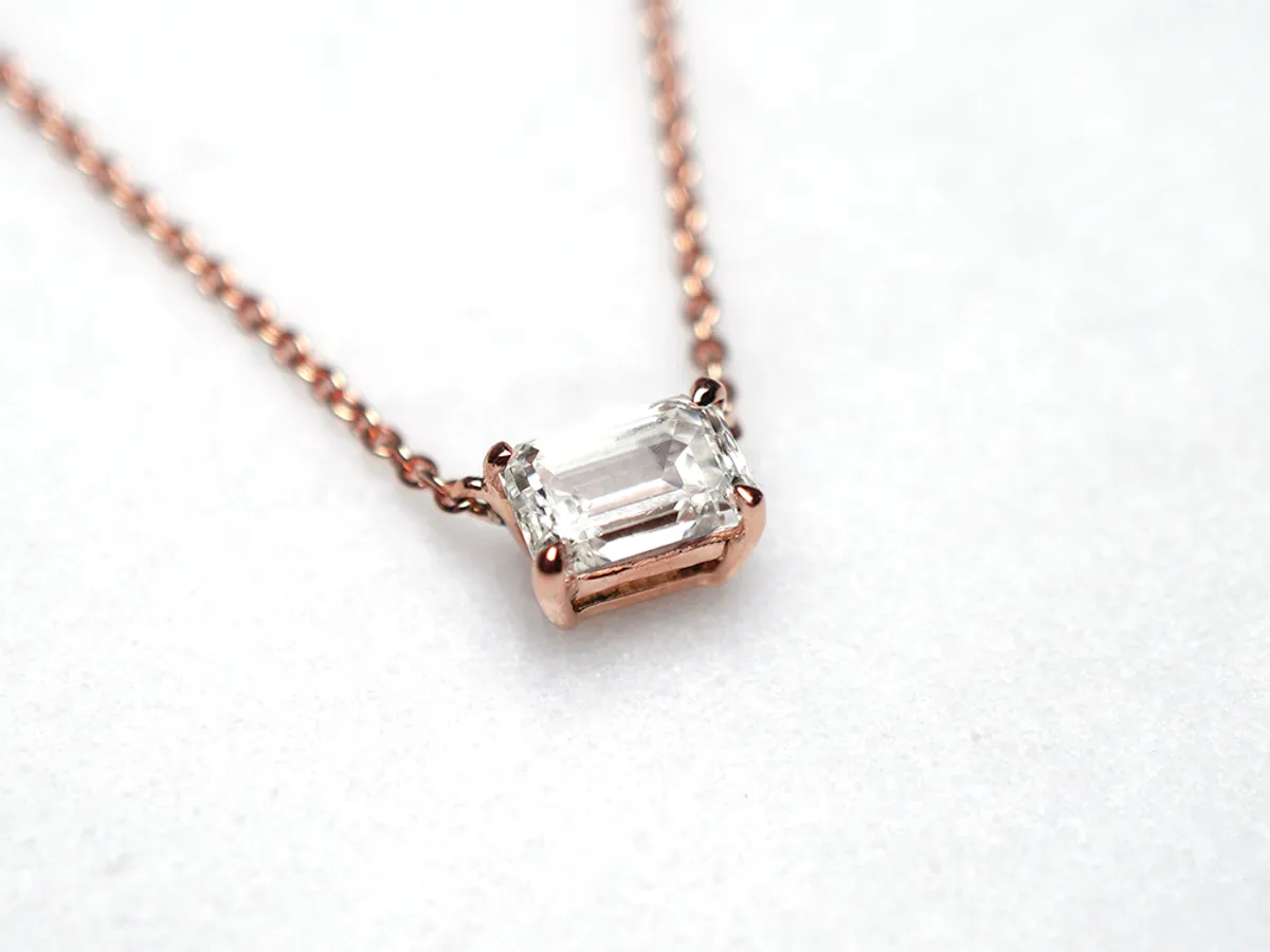 18k Rose Gold Diamond Necklace with GIA (Emerald shape) — 2