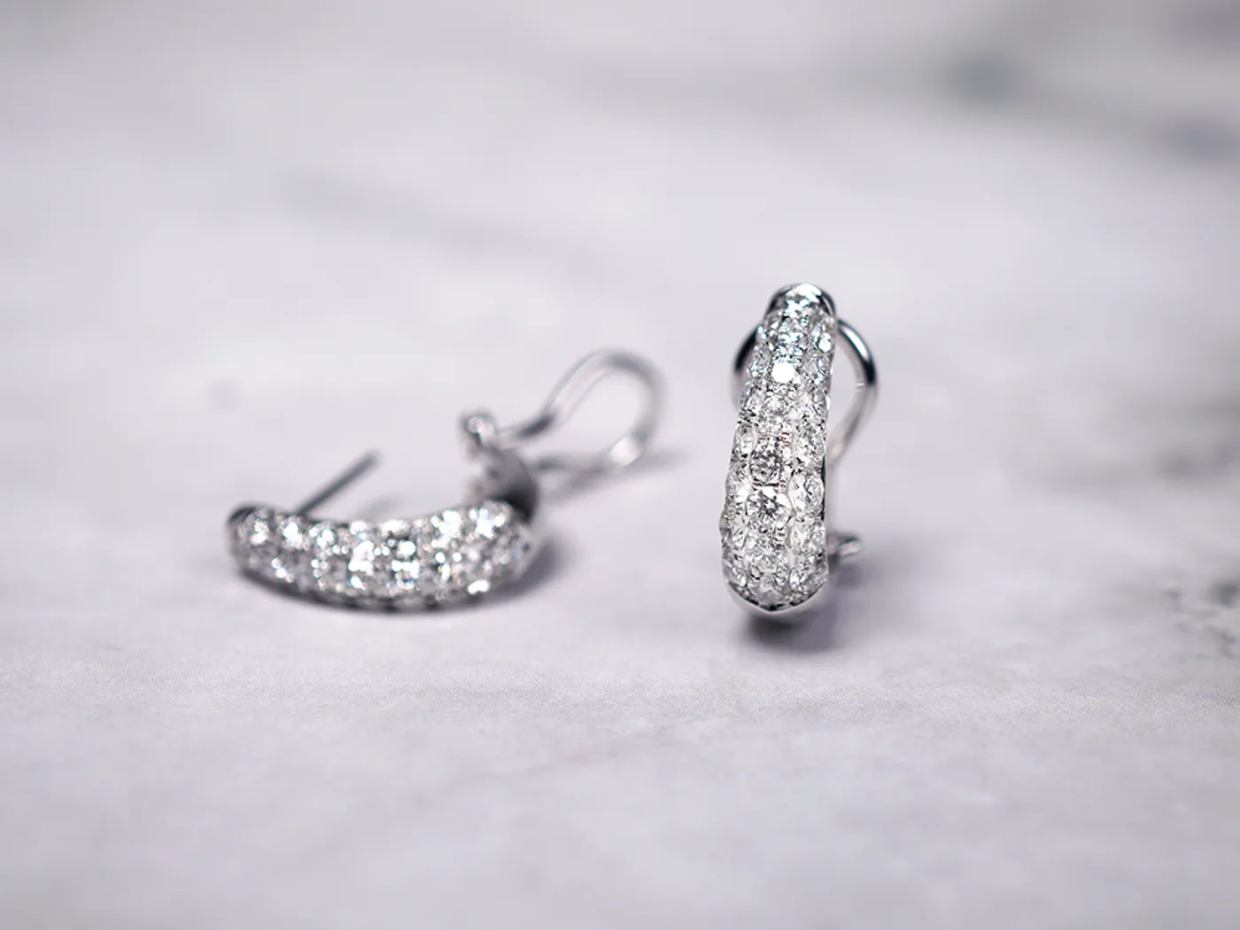 14k White Gold Diamond Earrings — view 3