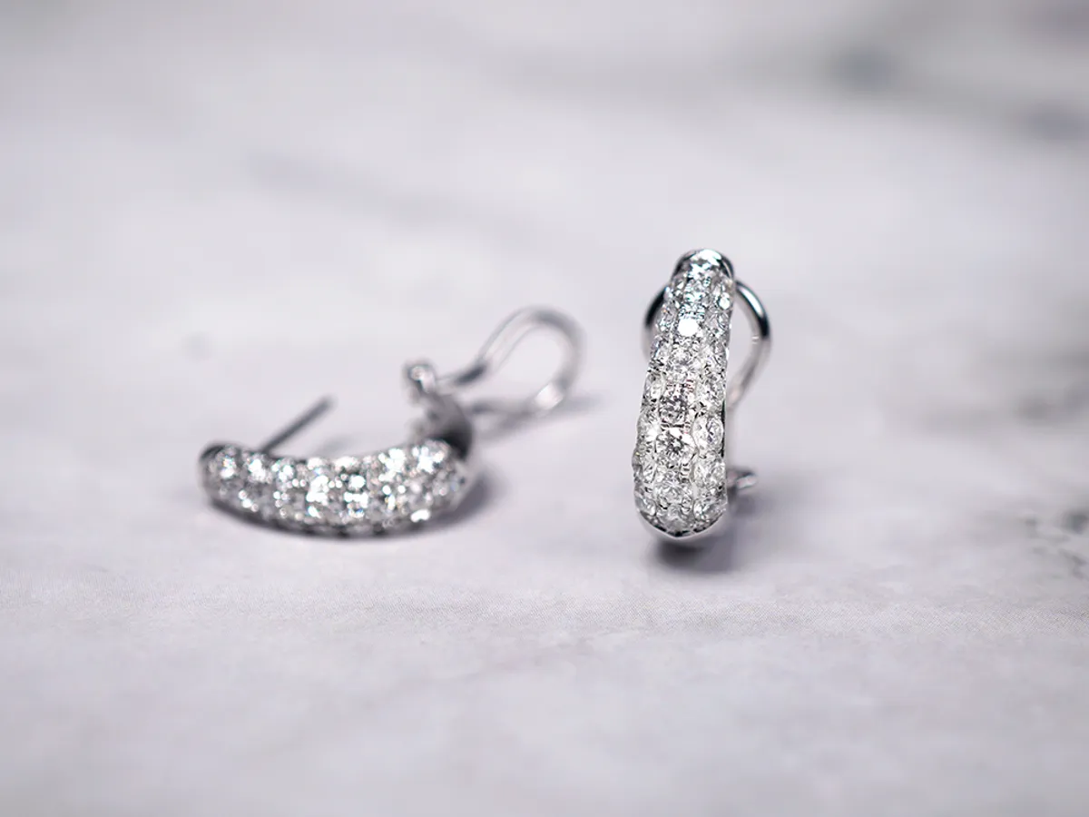 14k White Gold Diamond Earrings — 3