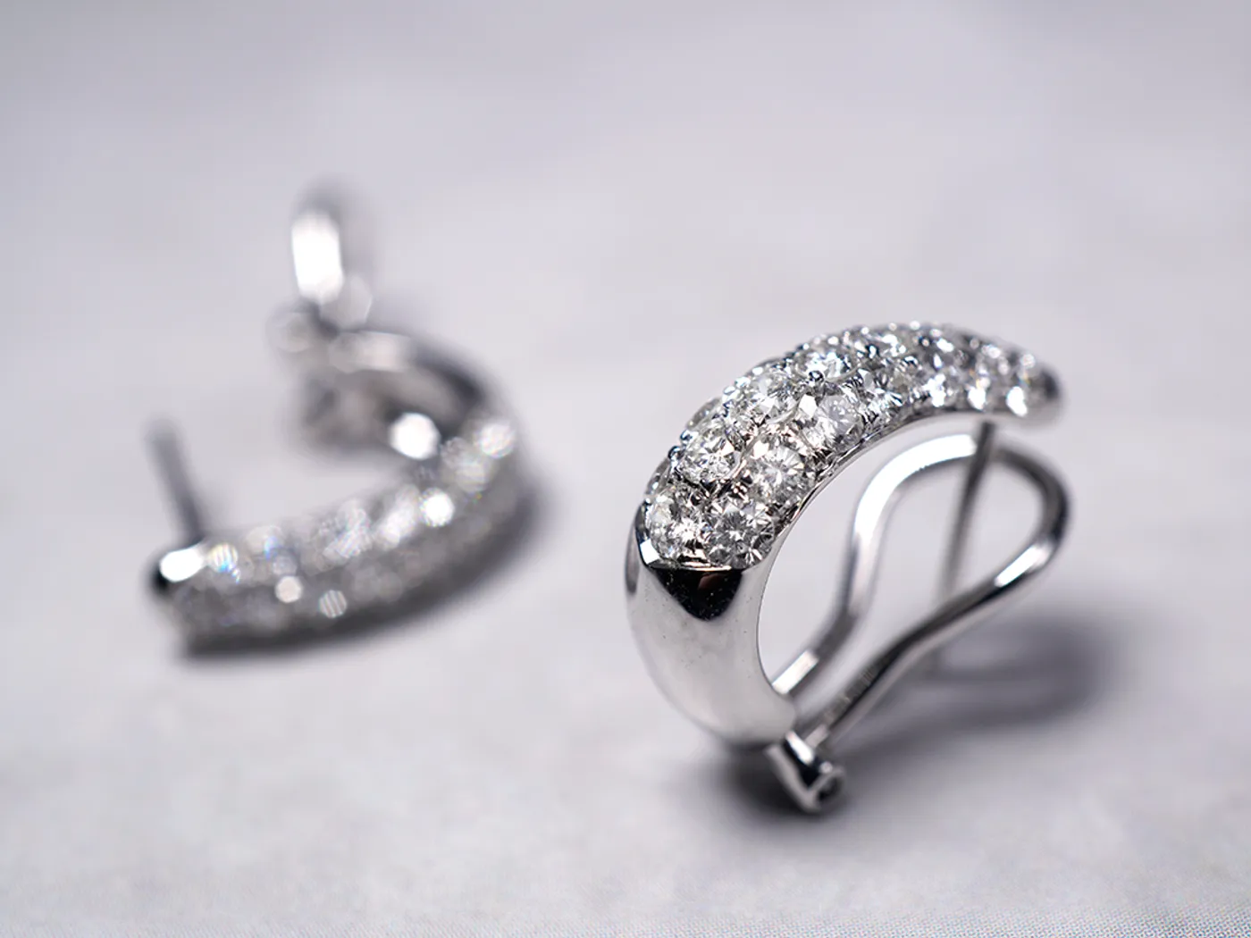 14k White Gold Diamond Earrings — view 2