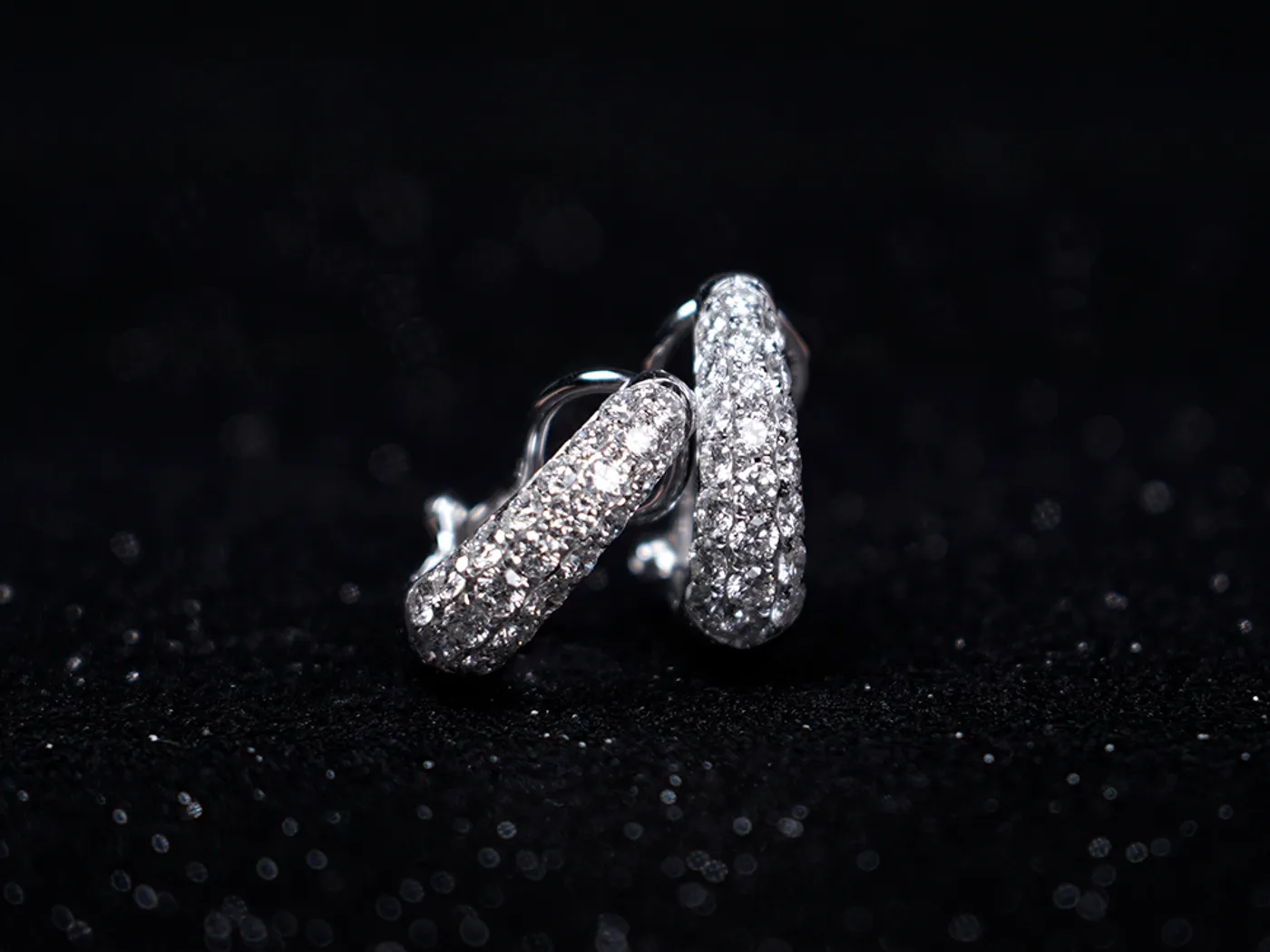 14k White Gold Diamond Earrings — view 1