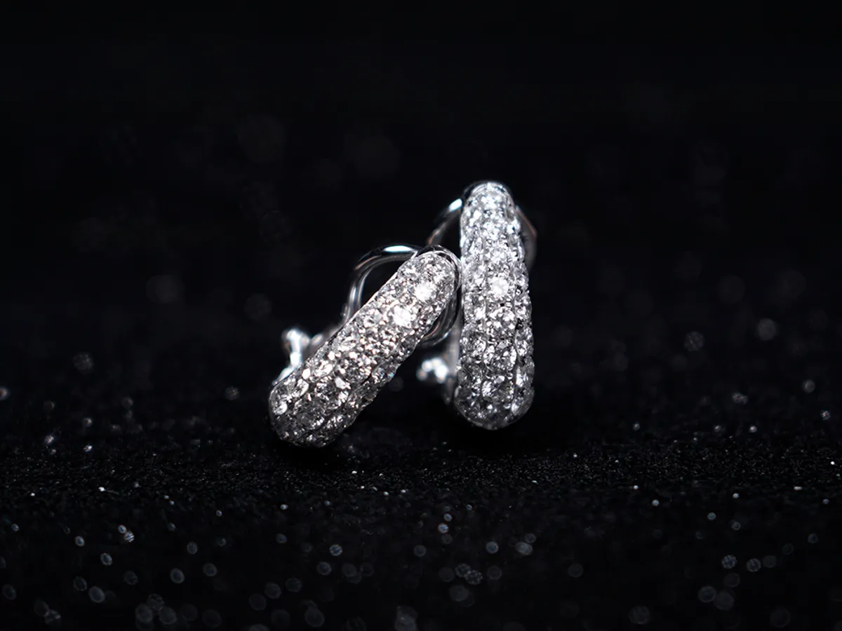 14k White Gold Diamond Earrings — 1