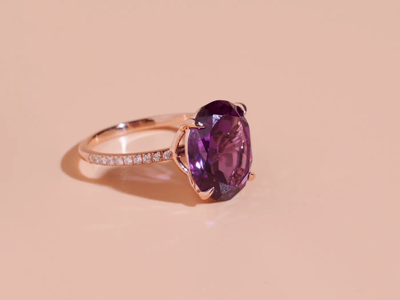 14k Rose Gold Ring (purple stone) — view 4