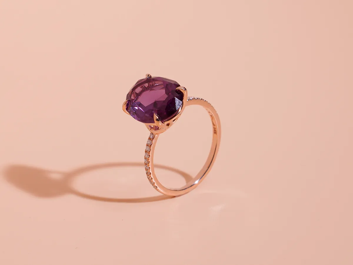 14k Rose Gold Ring (purple stone) — 3