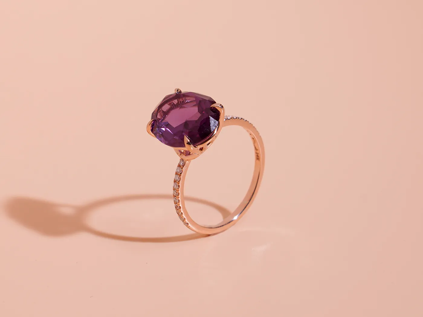 14k Rose Gold Ring (purple stone) — view 3