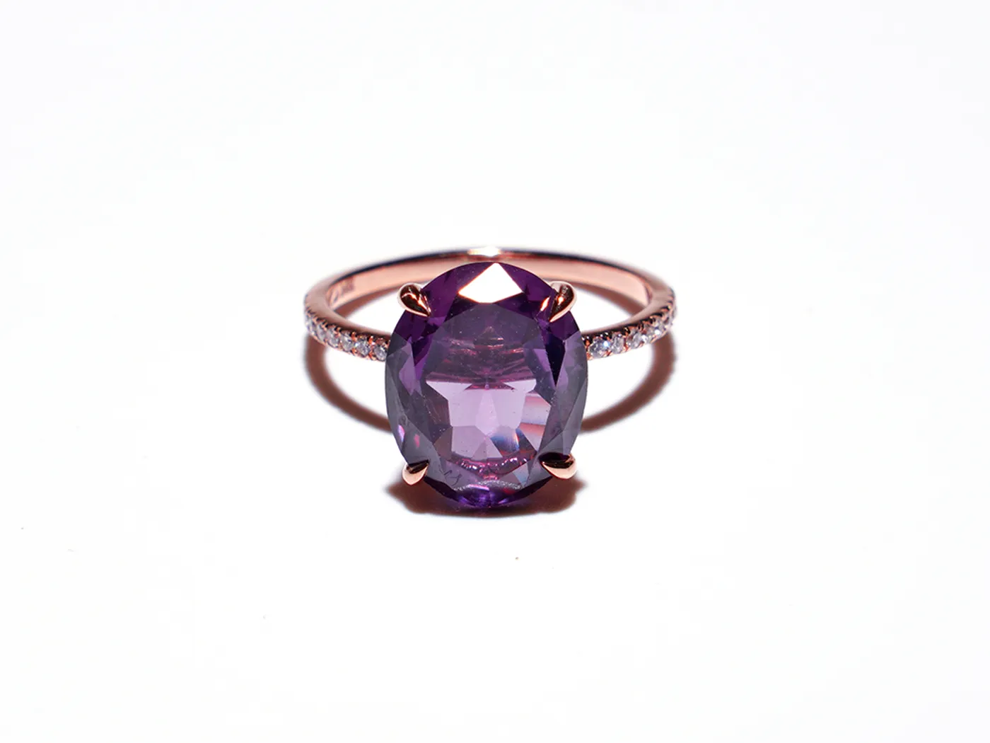 14k Rose Gold Ring (purple stone) — view 2