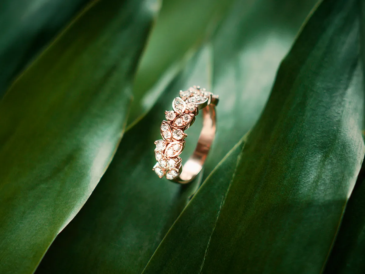 14k Rose Gold Diamond Ring (Leafs) — 9