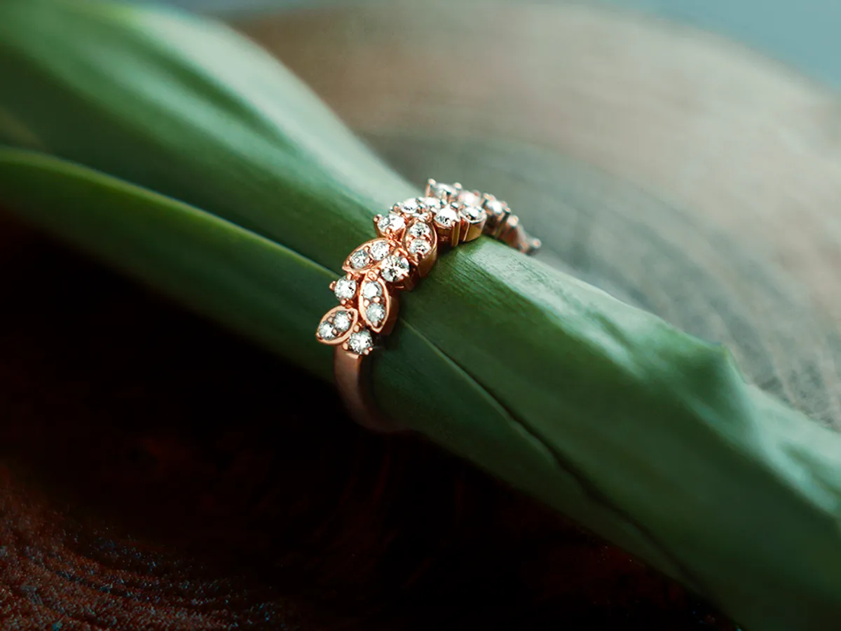 14k Rose Gold Diamond Ring (Leafs) — 7