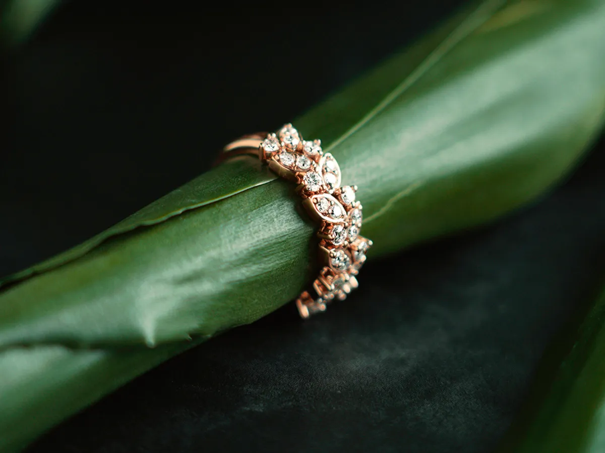 14k Rose Gold Diamond Ring (Leafs) — 6