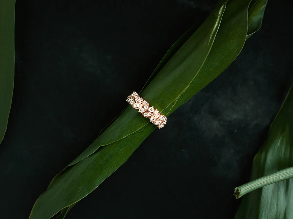 14k Rose Gold Diamond Ring (Leafs) — 5
