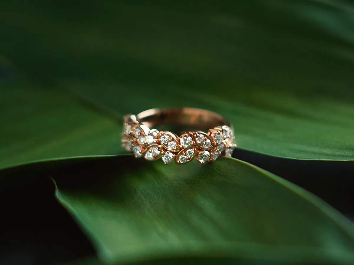 14k Rose Gold Diamond Ring (Leafs) — 3