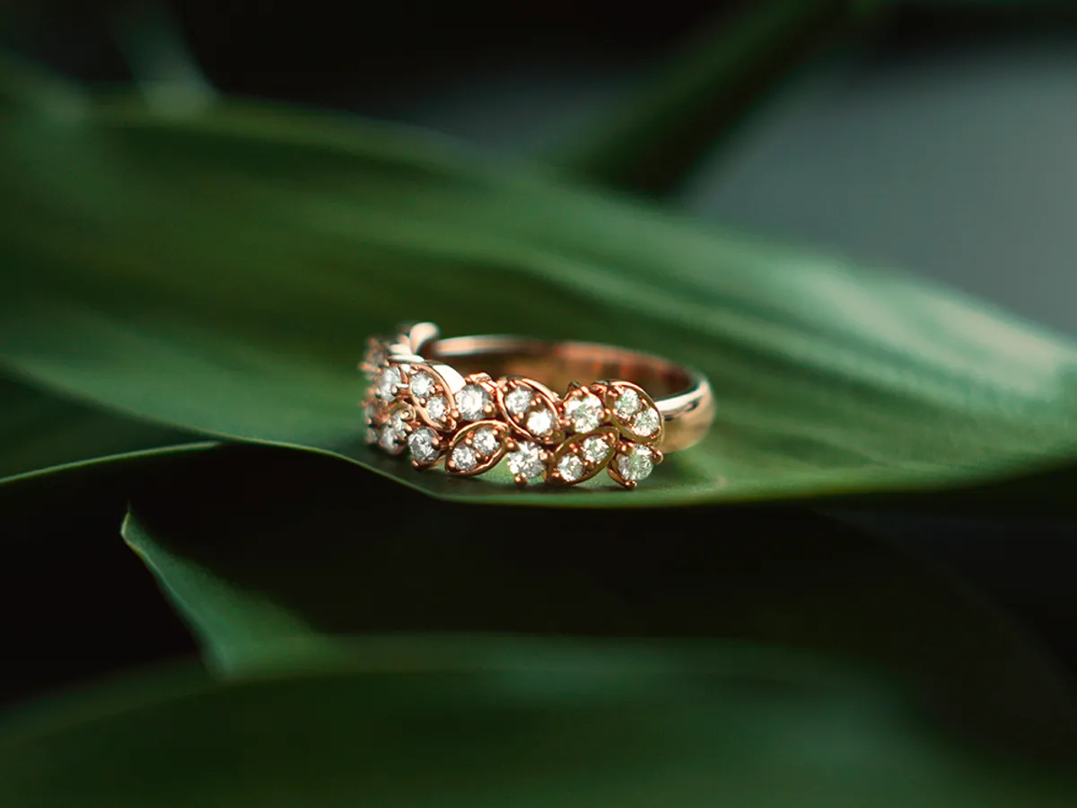 14k Rose Gold Diamond Ring (Leafs) — 2